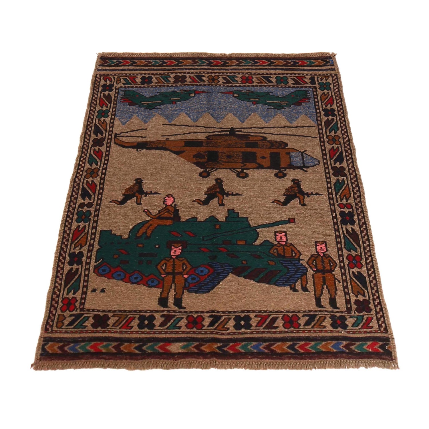 Handmade War Rug 3' 0" x 4' 4" (ft) - No. G29037