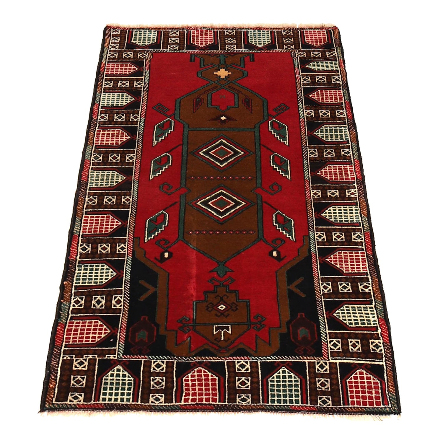 Red Color Baluchi Carpet 2' 11" x 4' 9" (ft) - No. G29152