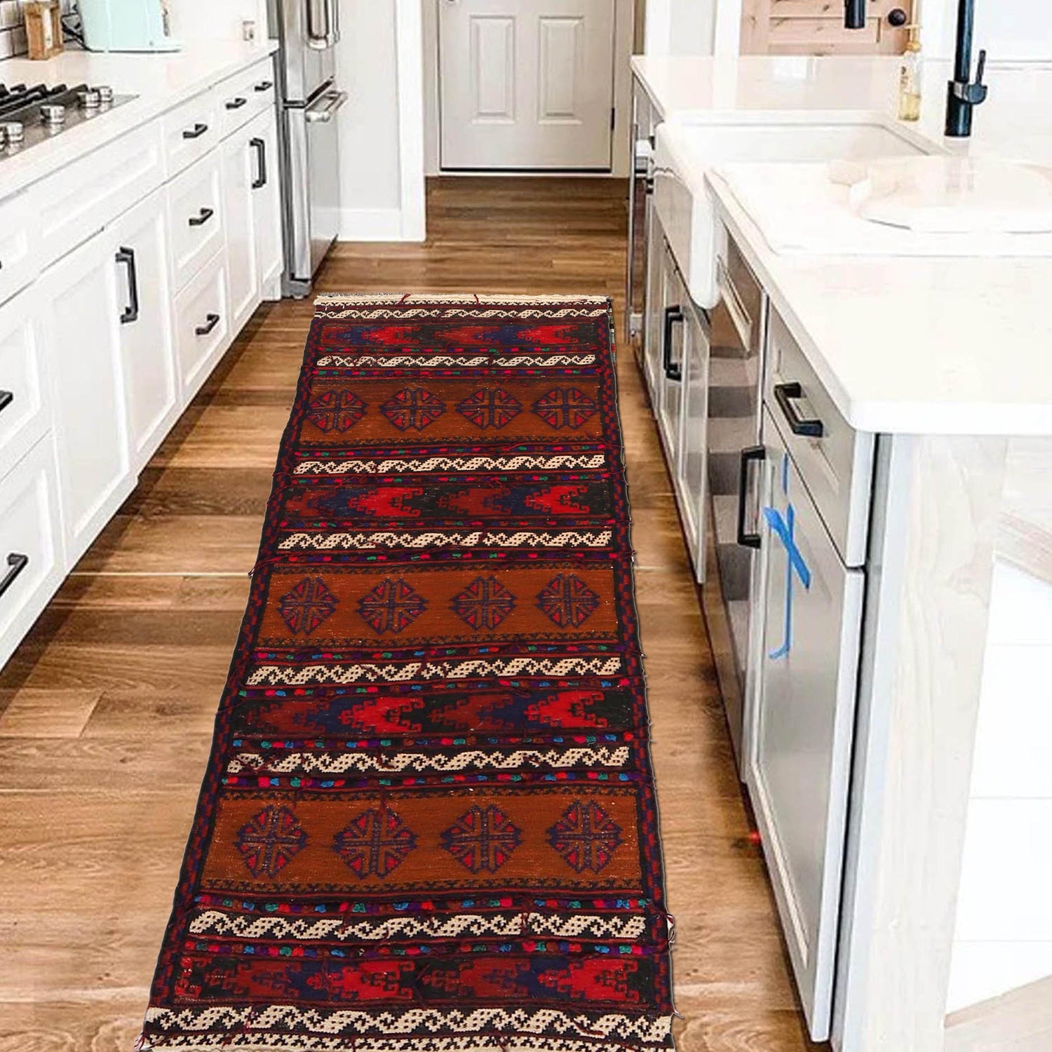 Hand Knotted Table Sheet Dhurrie Runner 2' 2" x 5' 11" (ft) - No. G30973