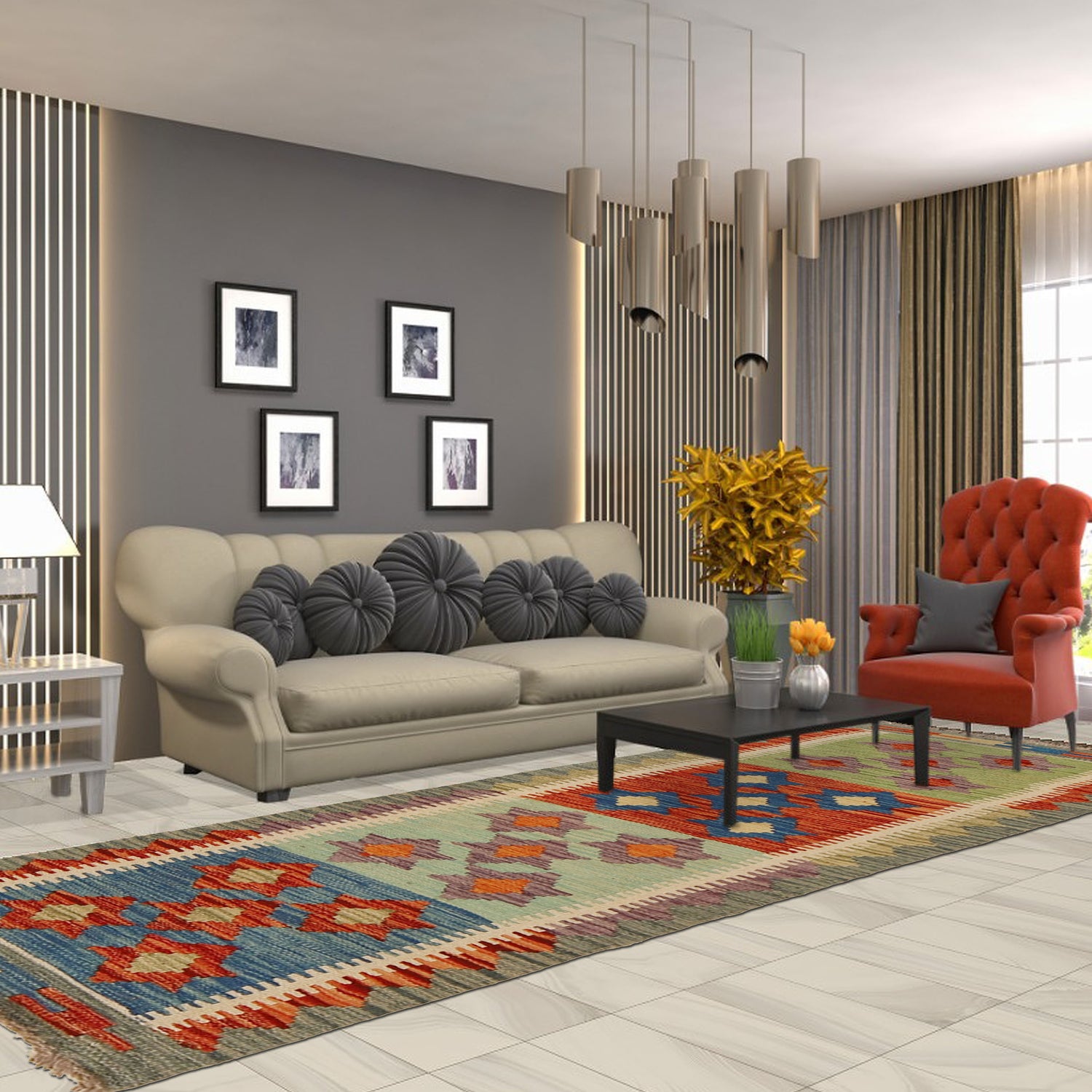 Vegetable Kilim Runner 1' 8" x 4' 9" (ft)- No. G31440