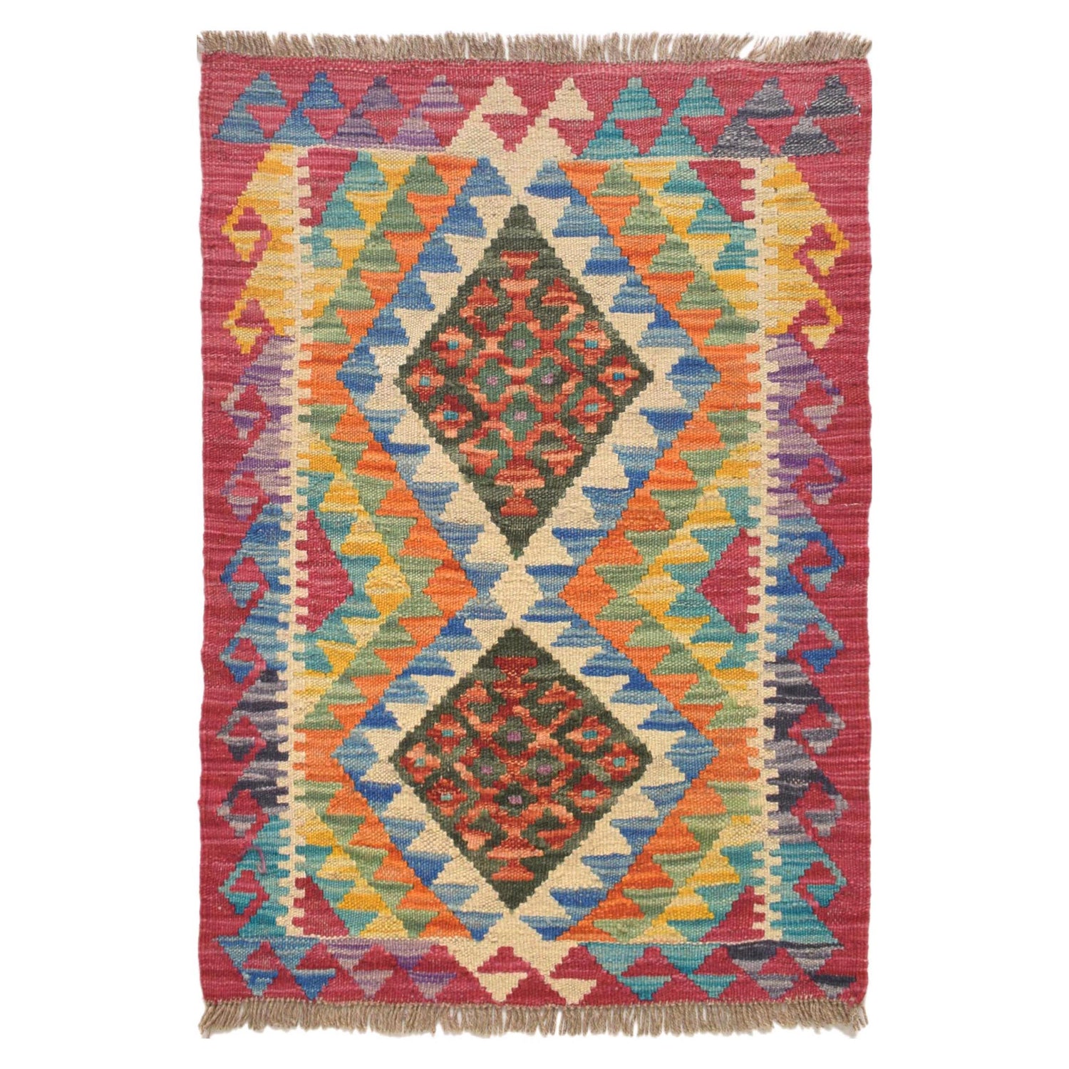 Handmade Vegetable Kilim 2' 0" x 2' 9" (ft) - No. G31459