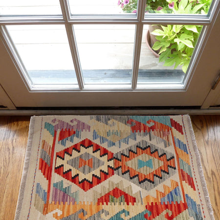 Handmade Vegetable Kilim 2' 0" x 2' 10" (ft) - No. G31543