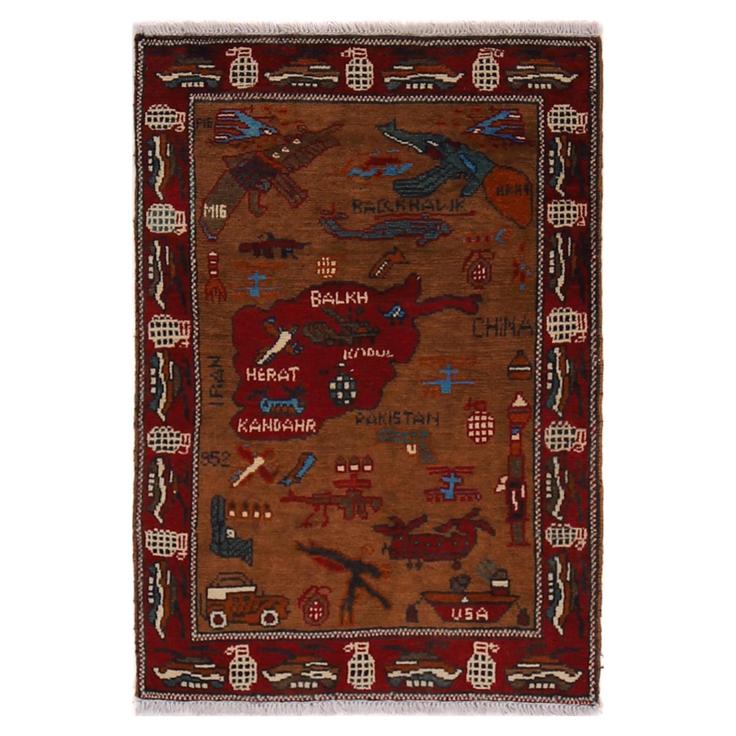 Handmade War Rug 2' 0" x 2' 11" (ft) - No. G31632