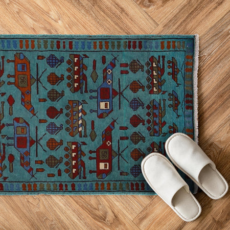 Hand Knotted War Rug 2' 2" x 2' 11" (ft) - No. G31633