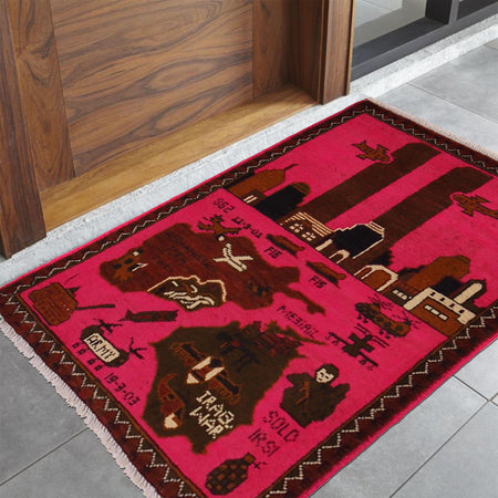 Hand Knotted War Rug 2' 0" x 2' 11" (ft) - No. G31708