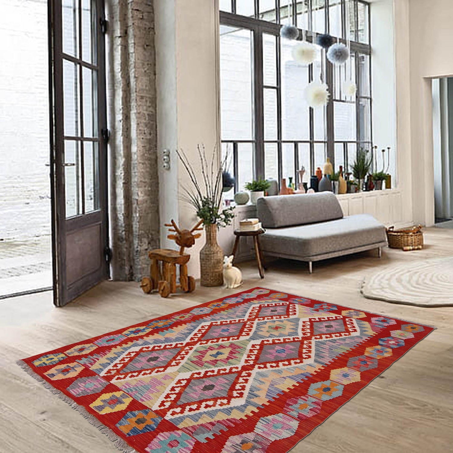 Handmade Vegetable Kelim 3' 6"  x 4' 11" (ft) - No. G31764