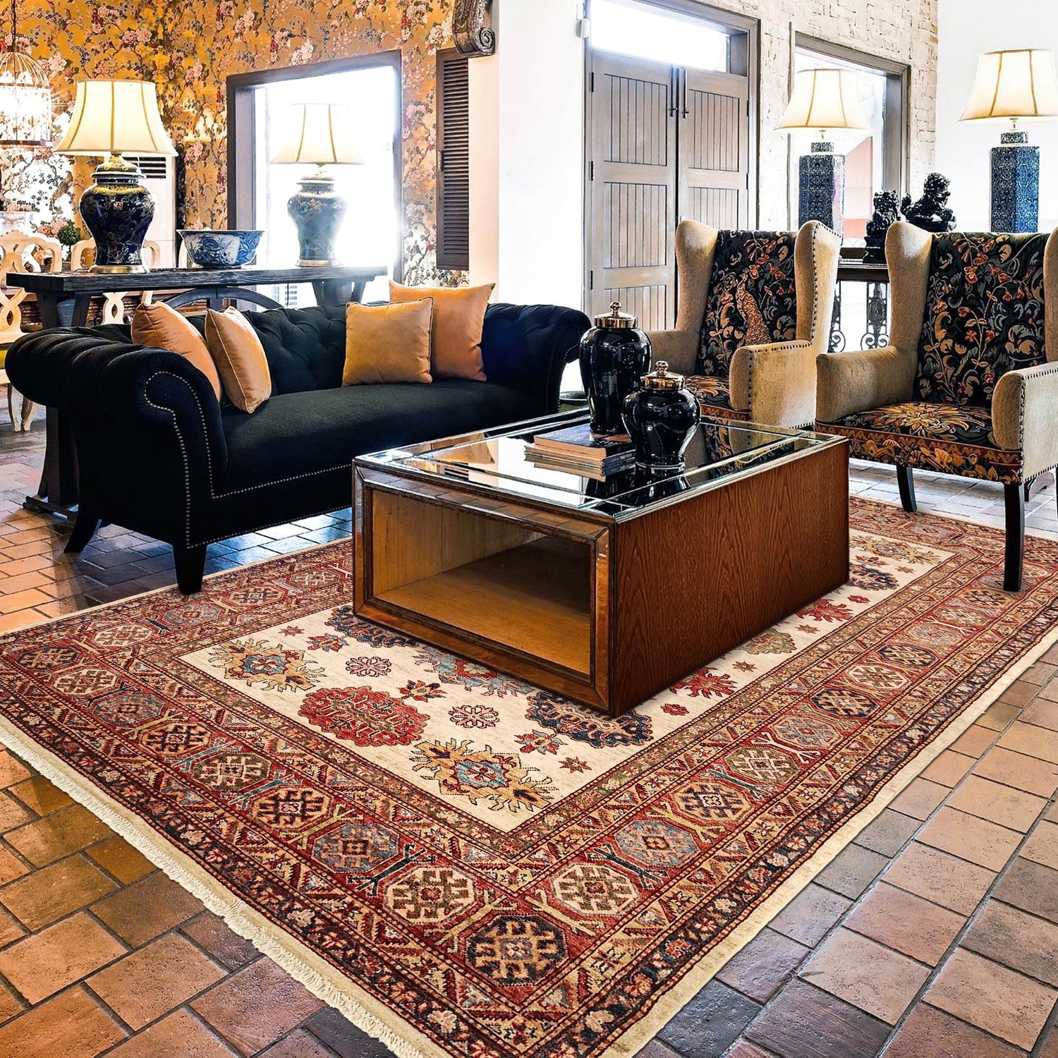 Ivory Color Handmade Kazak Rug 6' 1" x 9' 3" (ft) - No. G31771