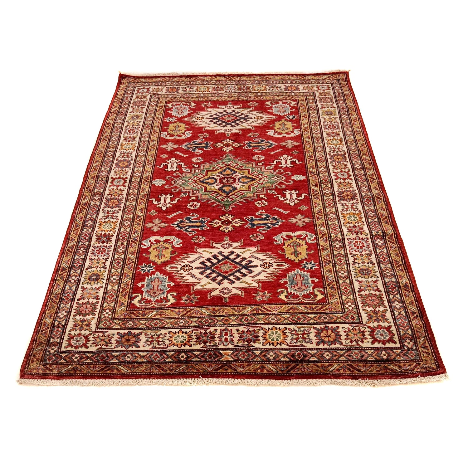 Red Color Handmade Kazak Rug 4' 1" x 5' 7" (ft) - No. G31773