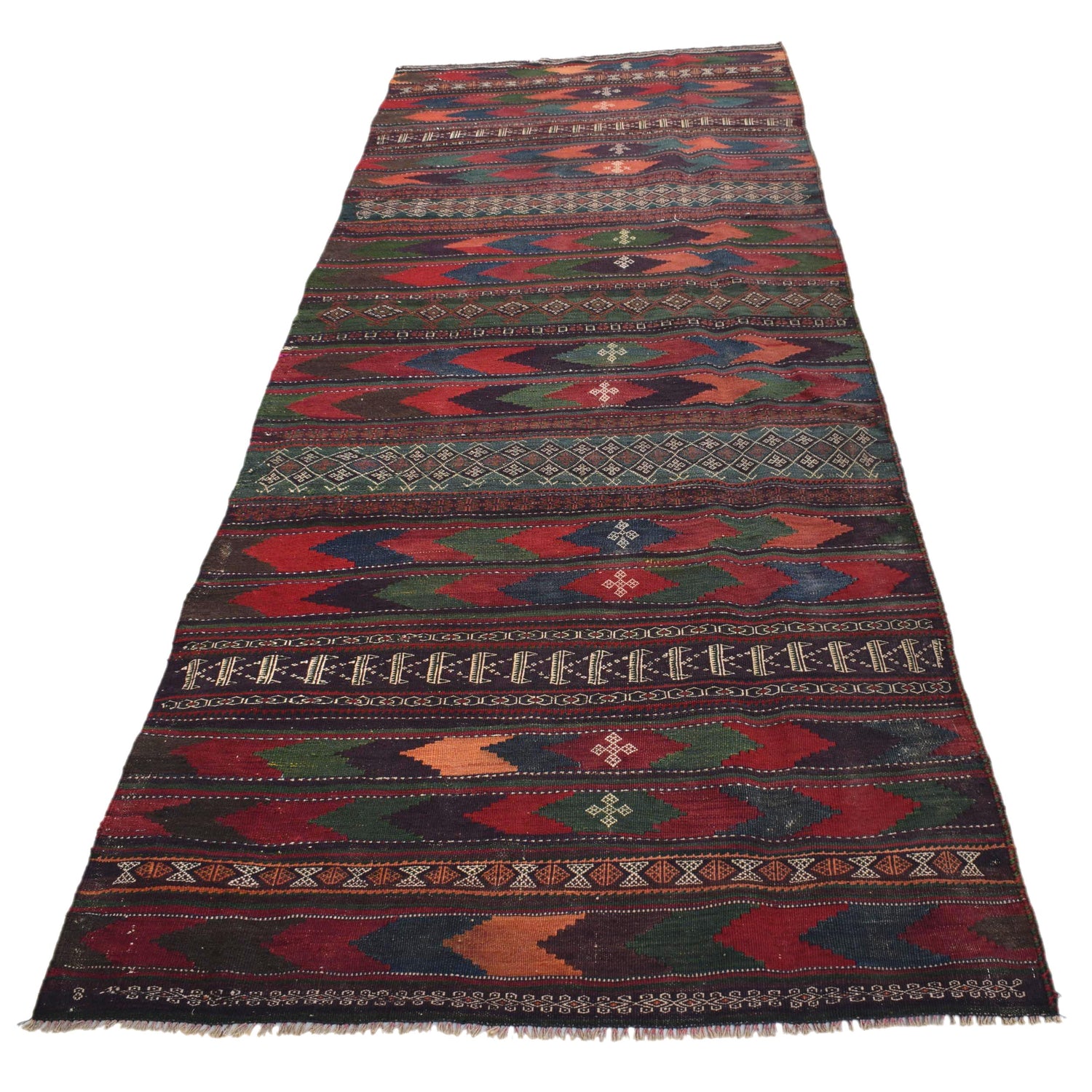 Flat Weave Kilim Runner 3' 8" x 10' 0" (ft) - No. G32088