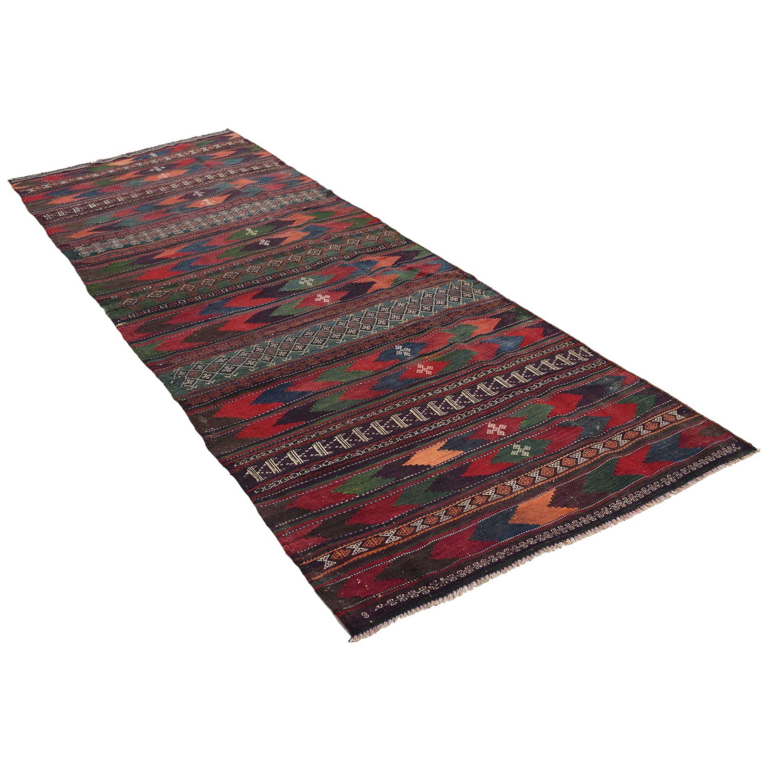 Flat Weave Kilim Runner 3' 8" x 10' 0" (ft) - No. G32088