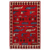 Red Color War Rug 3' 4" x 4' 10" (ft) - No. G32094