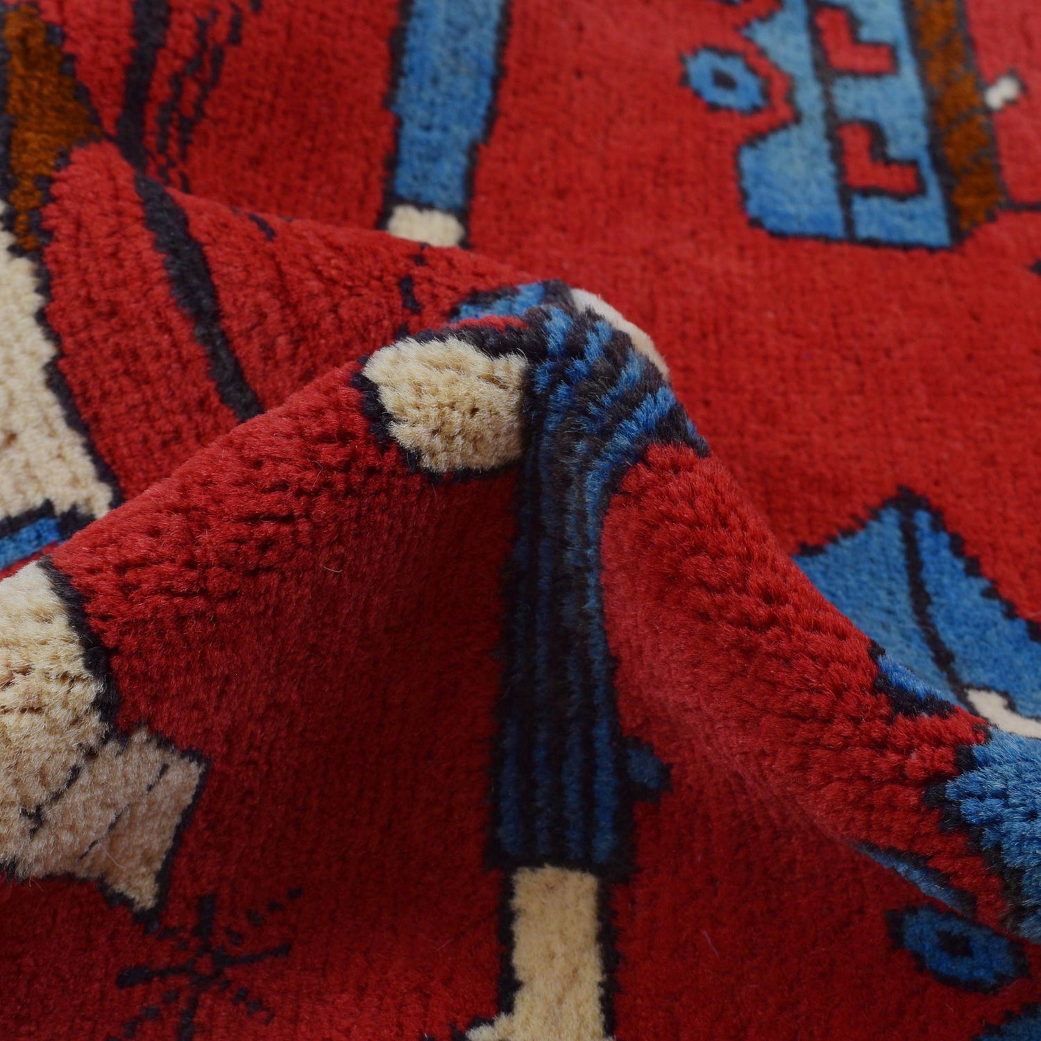 Red Color War Rug 3' 4" x 4' 10" (ft) - No. G32094