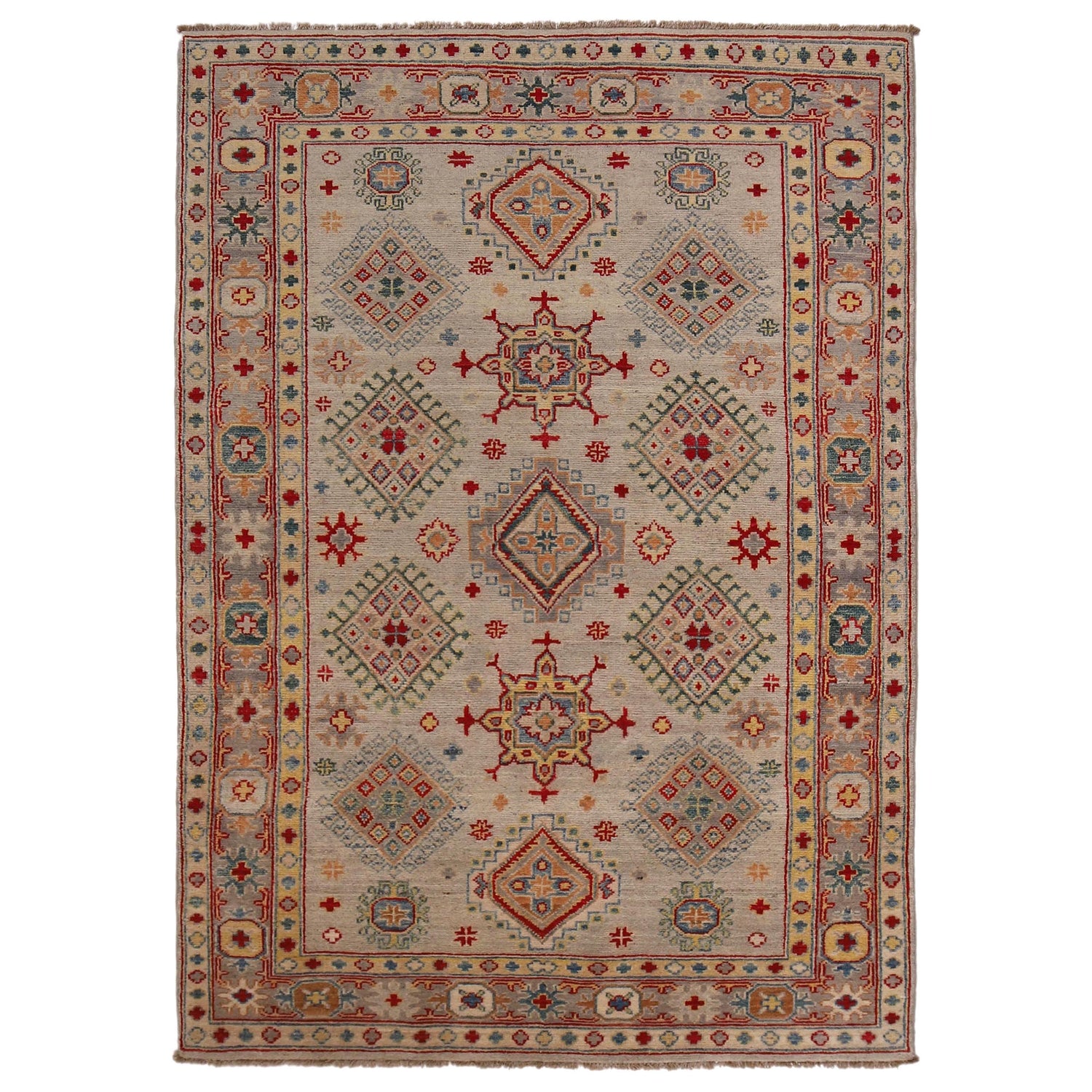 Hand Knotted Kazak Carpet 4' 1" x 6' 1" (ft) - No. G34007