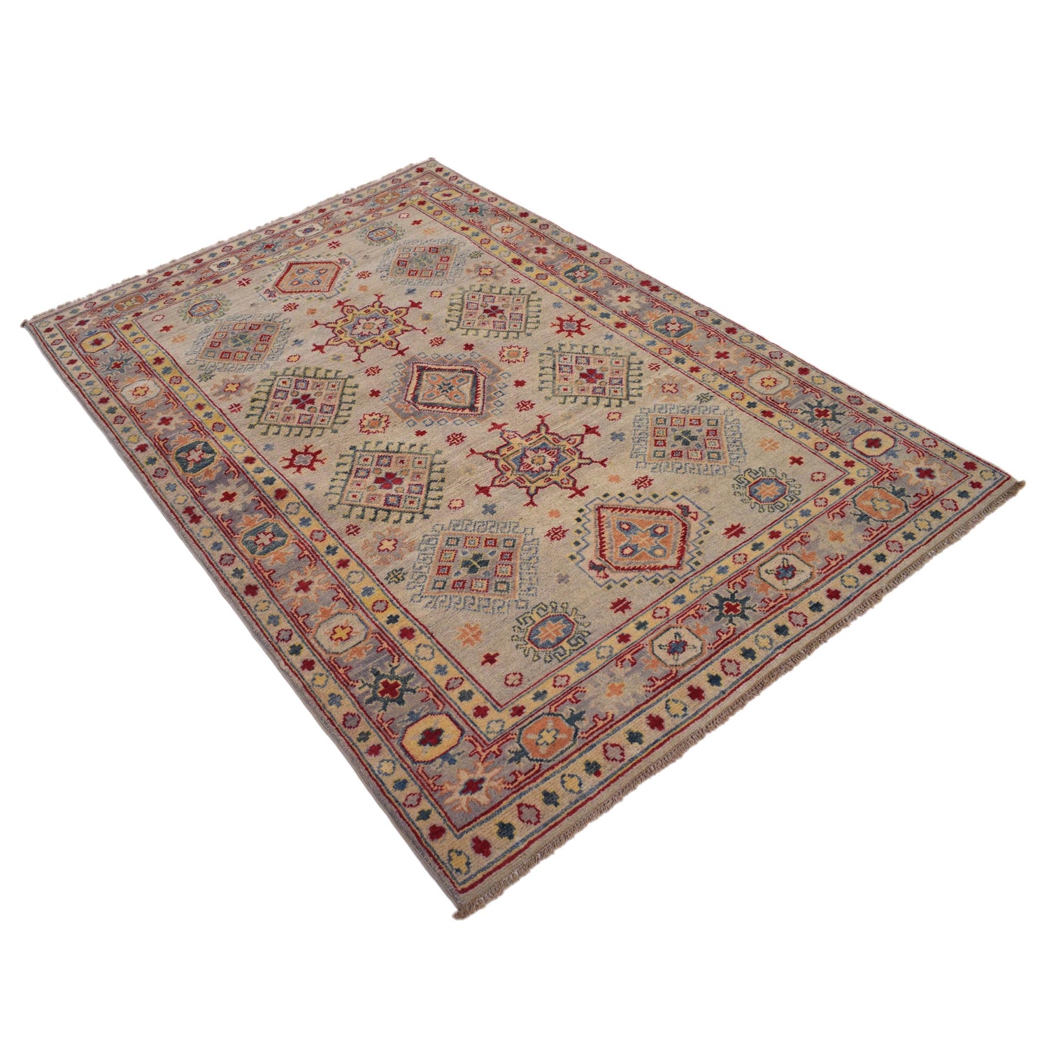 Hand Knotted Kazak Carpet 4' 1" x 6' 1" (ft) - No. G34007