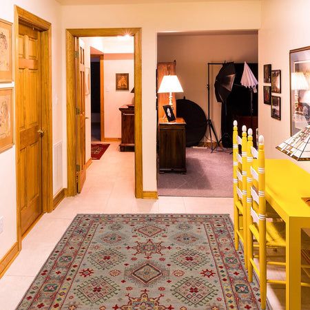 Hand Knotted Kazak Carpet 4' 1" x 6' 1" (ft) - No. G34007