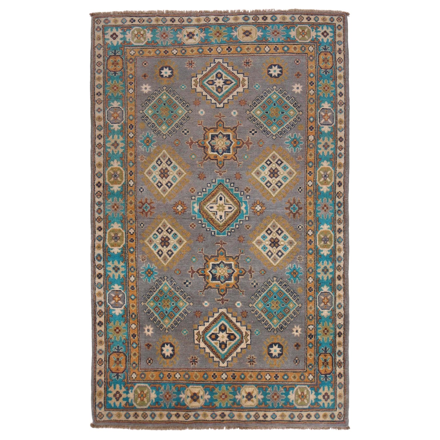 Hand Knotted Kazak Carpet 3' 10" x 6' 4" (ft) - No. G34008