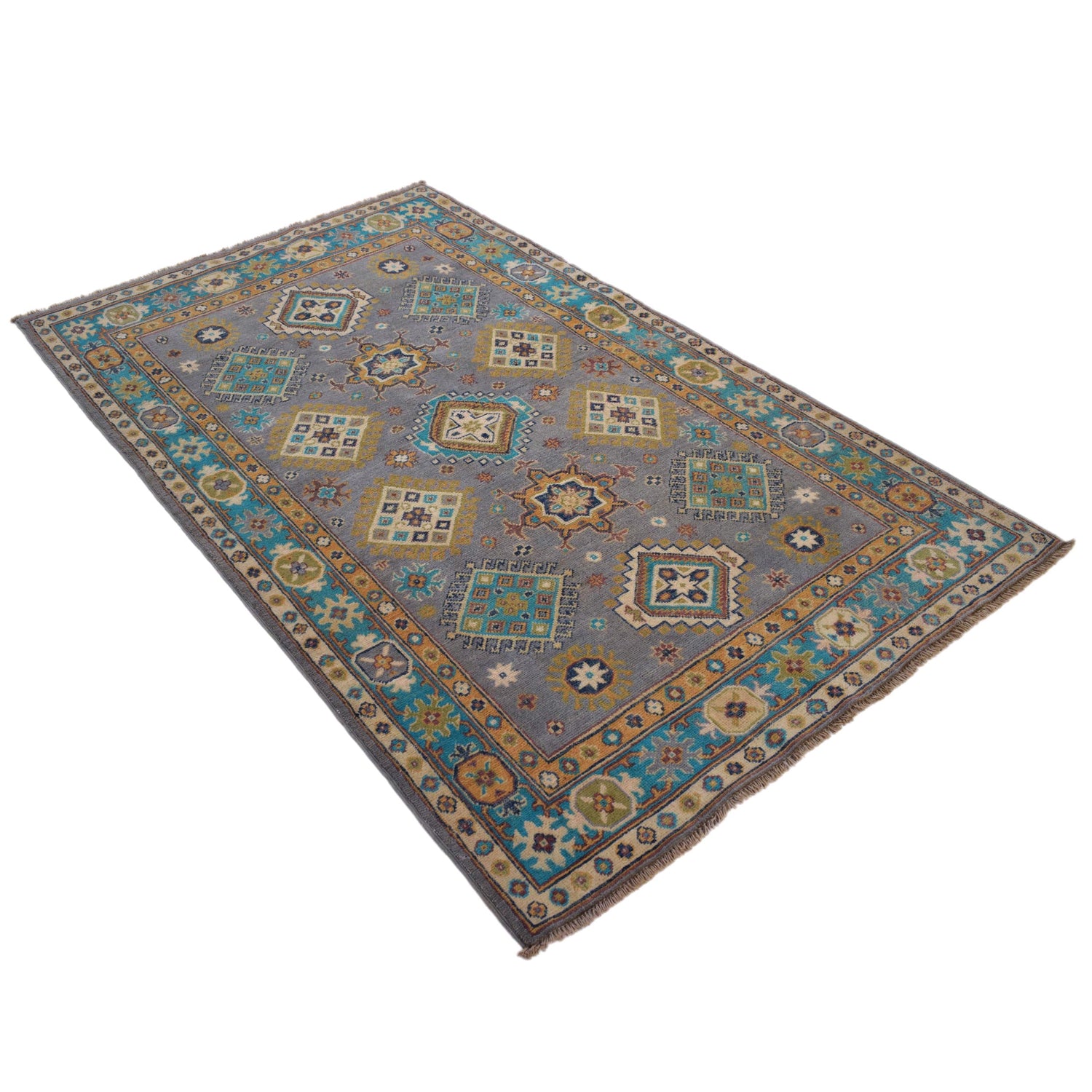 Hand Knotted Kazak Carpet 3' 10" x 6' 4" (ft) - No. G34008