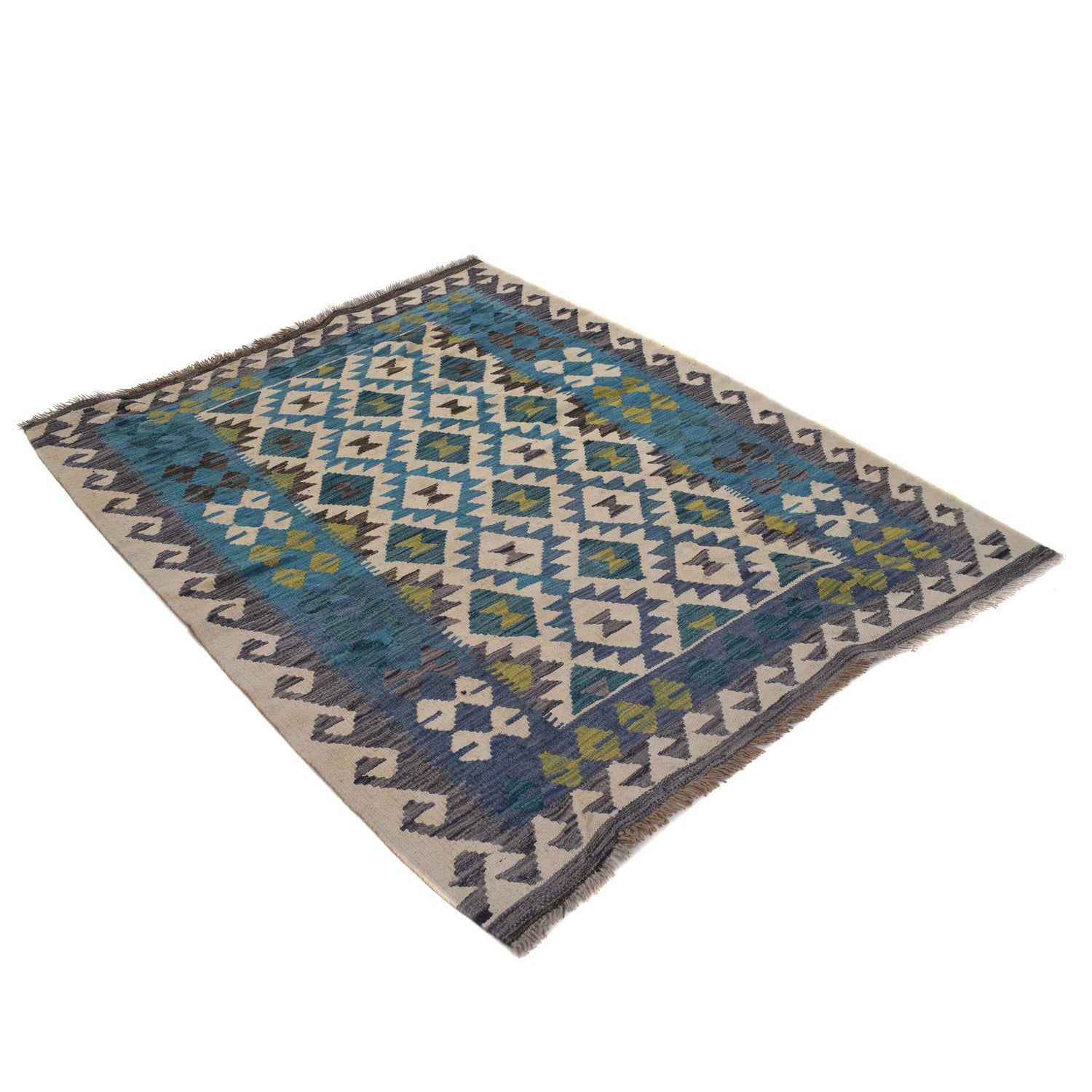 Handmade Vegetable Kelim 4' 0" x 5' 2" (ft) - No. G34011