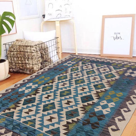 Handmade Vegetable Kelim 4' 0" x 5' 2" (ft) - No. G34011