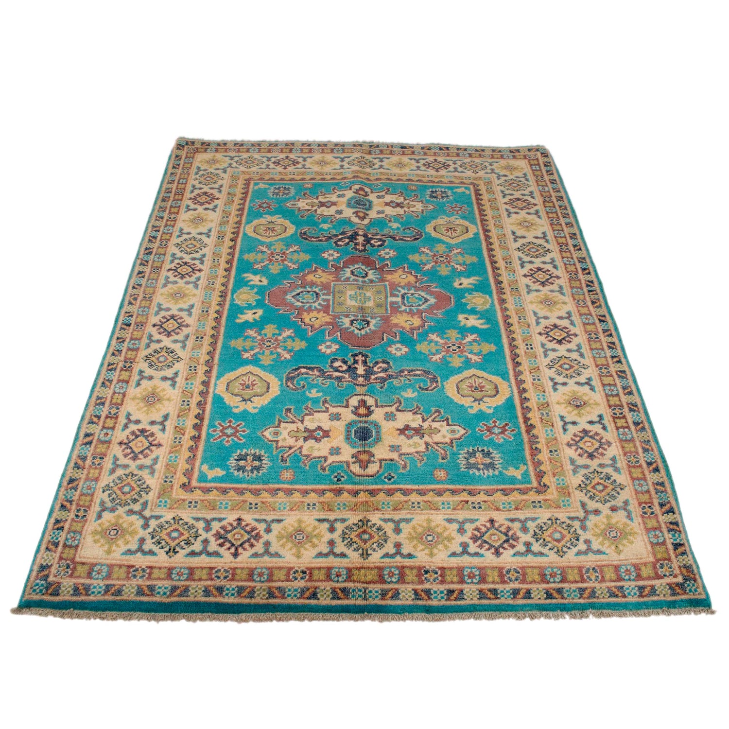 Blue Kazak Rug 4' 0" x 5' 5" (ft) - No. G34022