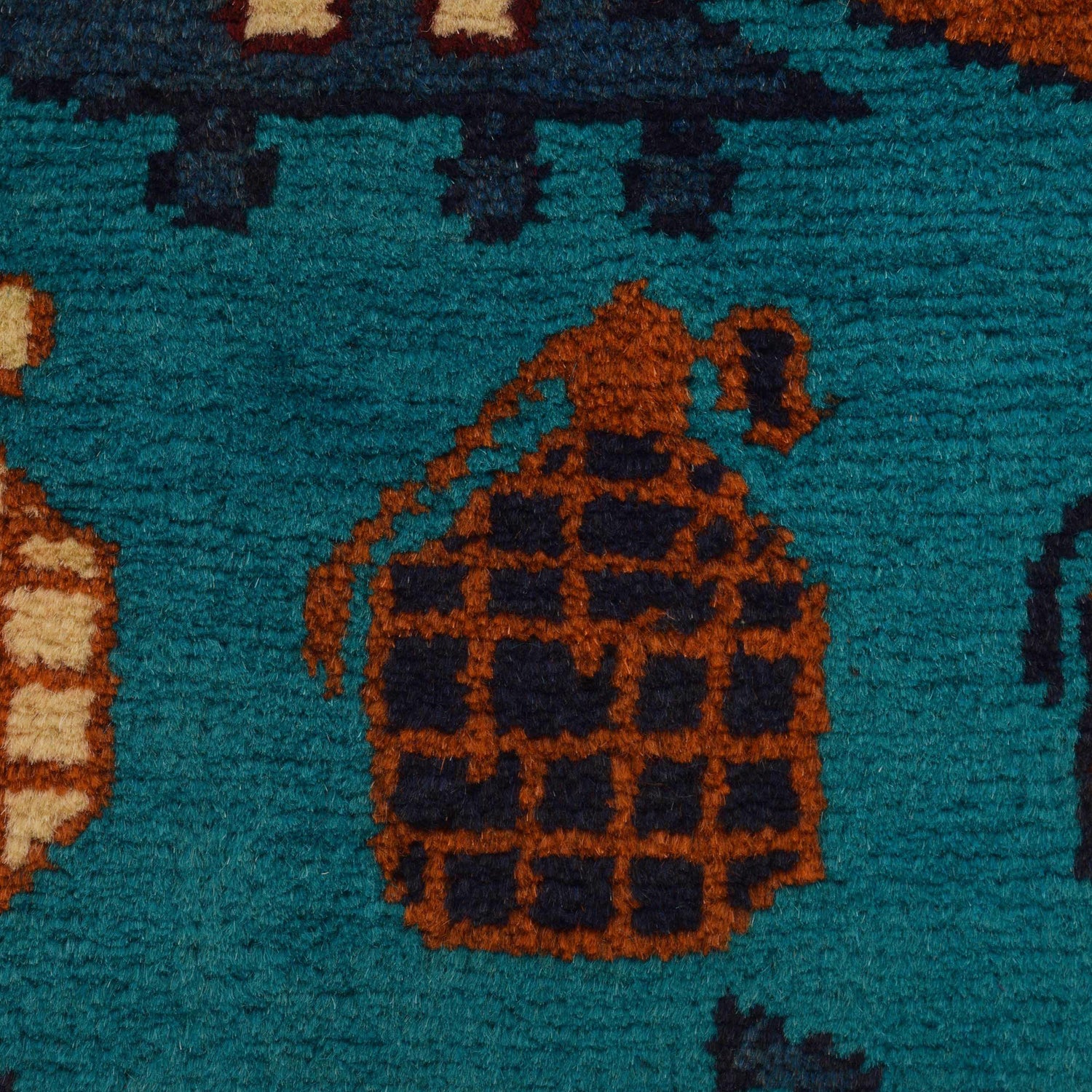 Blue Color War Rug 3' 5" x 4' 9" (ft) - No. G34406