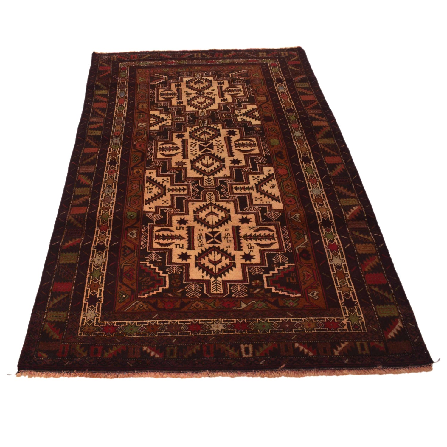 Traditional Baloch Rug 3' 7" x 6' 6" (ft) - No. G34868