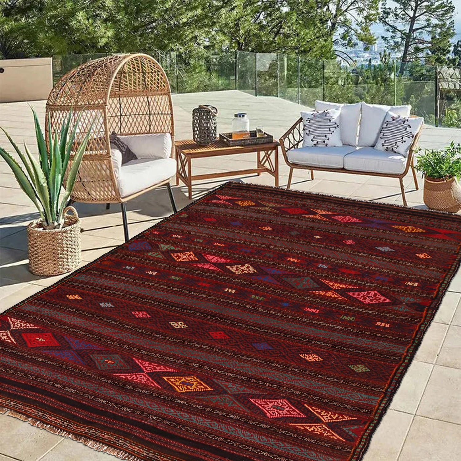 Medium Size Dhurrie Kelim 4' 11" x 7' 10" (ft) - No. G34885