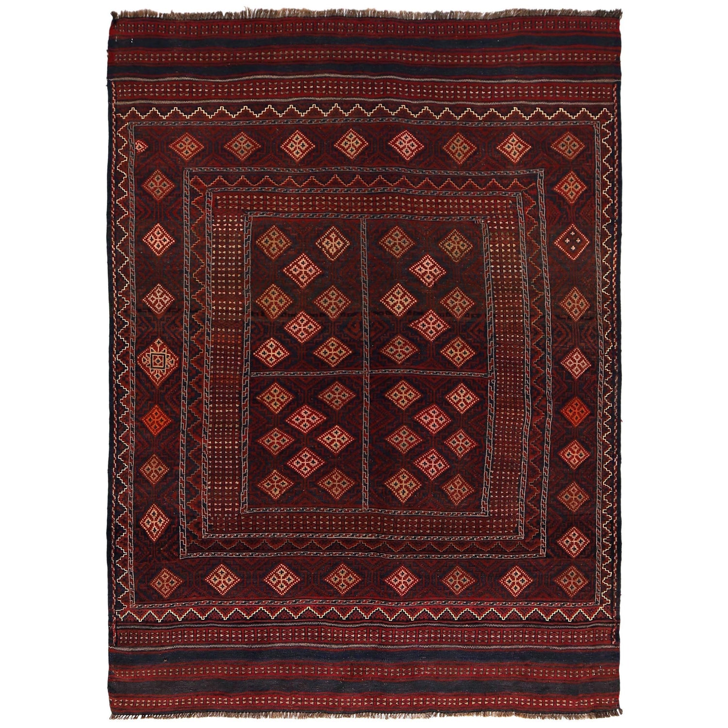 Multi Color Flatweave Laghari Kilim 4' 7" x 6' 3" (ft) - No. G34886