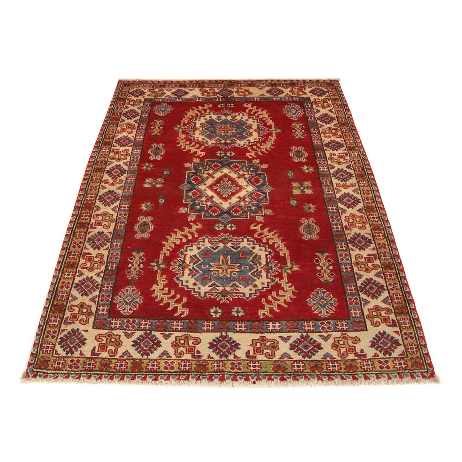 Hand Knotted Kazak Rug 3' 3" x 4' 6" (ft)- No. G35209