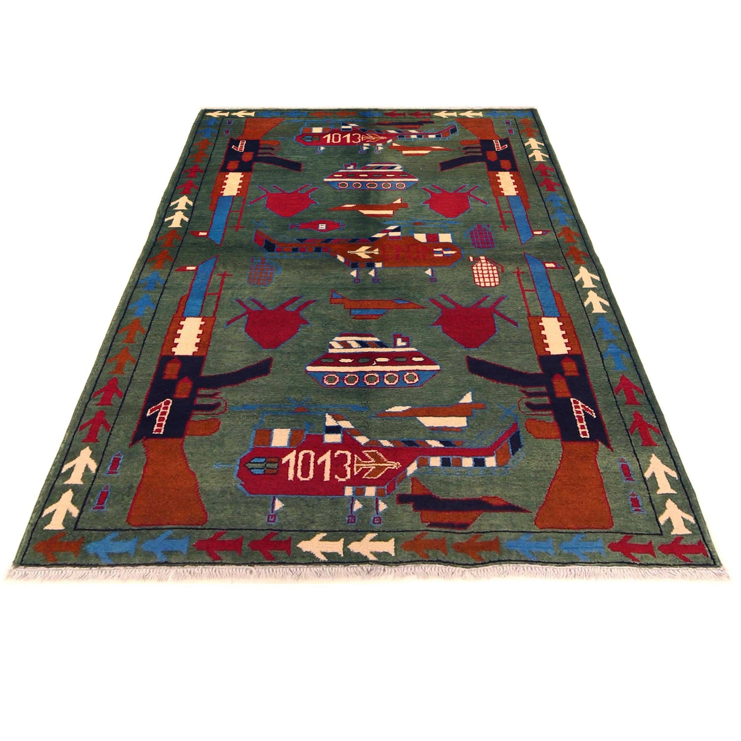 Hand Knotted War Rug 4' 0" x 5' 9" (ft) - No. G35416