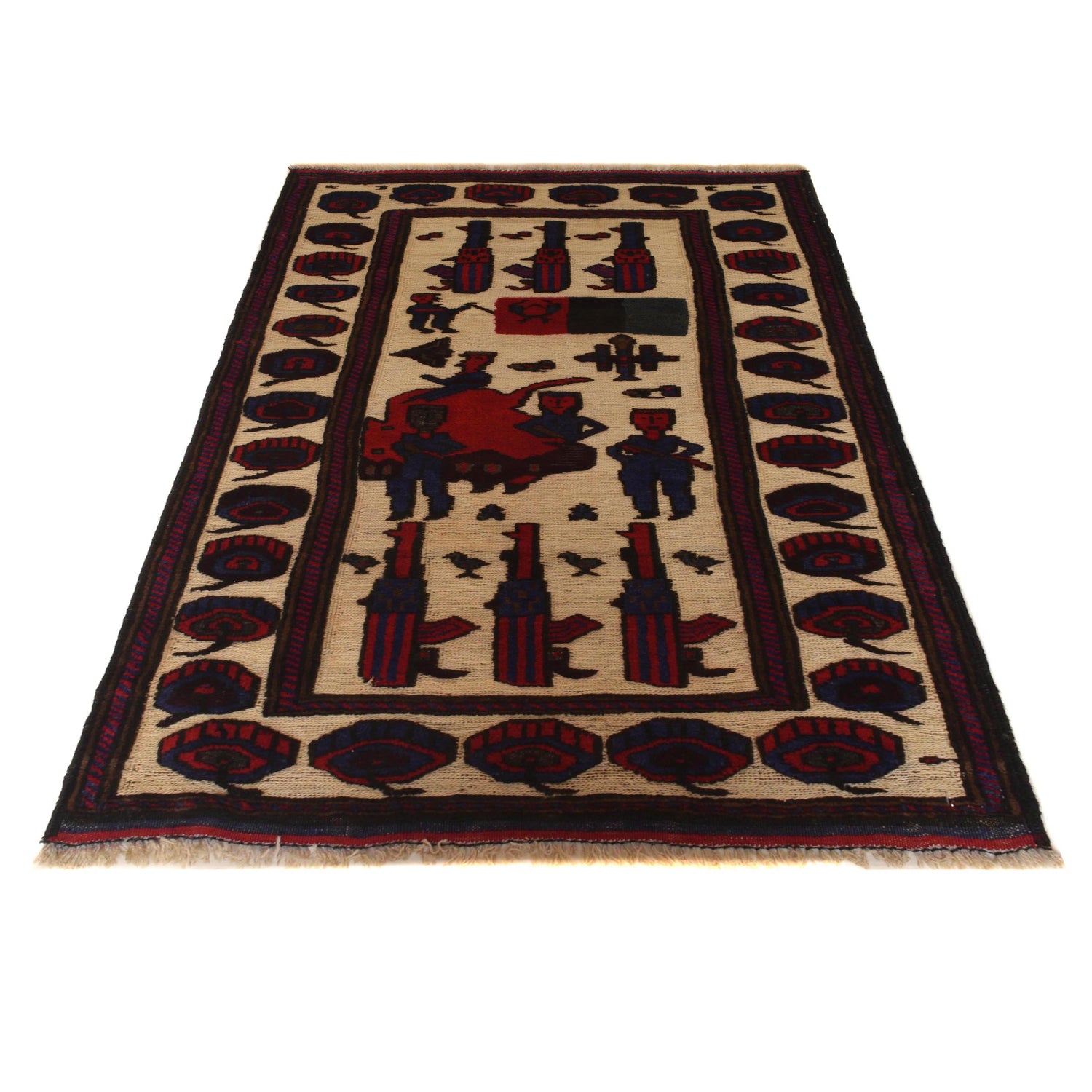 Handmade Village Design Rug 2' 9" x 3' 9" (ft)- No. G35521