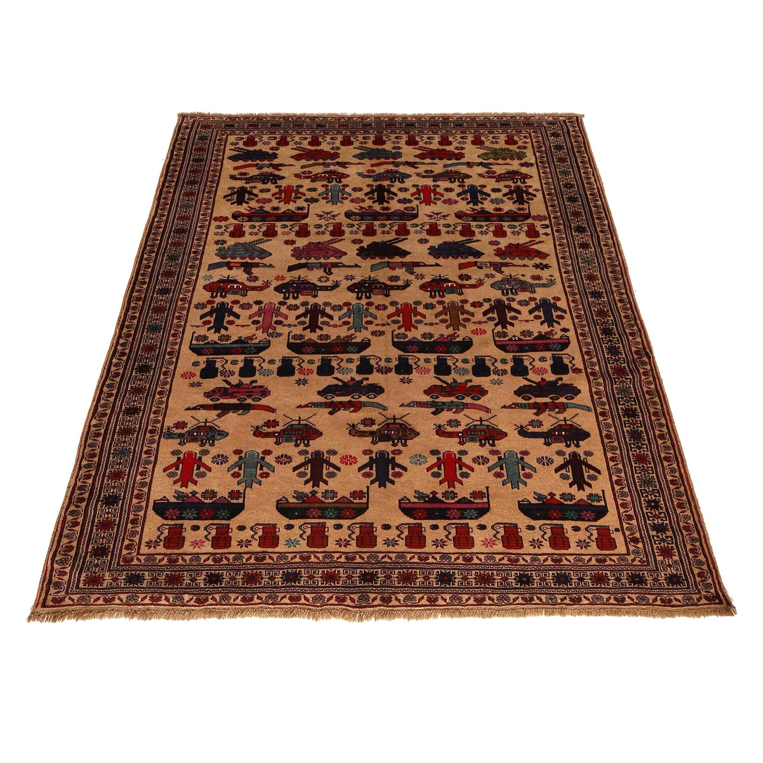 Hand Knotted War Rug 6' 5 x 9' 1 (ft) - No. G35630