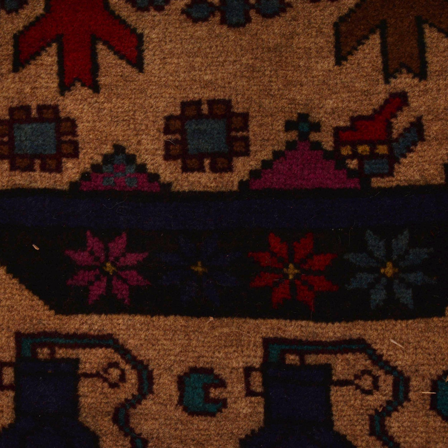 Hand Knotted War Rug 6' 5 x 9' 1 (ft) - No. G35630