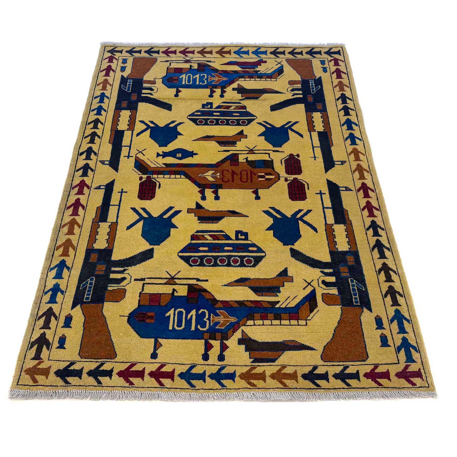 Yellow Color War Rug 3' 10" x 5' 10" (ft) - No. G36548