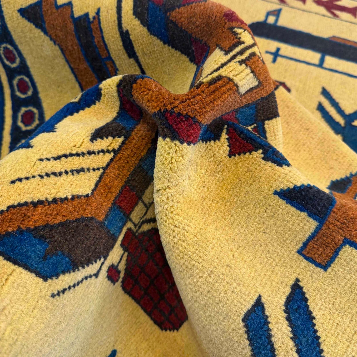 Yellow Color War Rug 3' 10" x 5' 10" (ft) - No. G36548