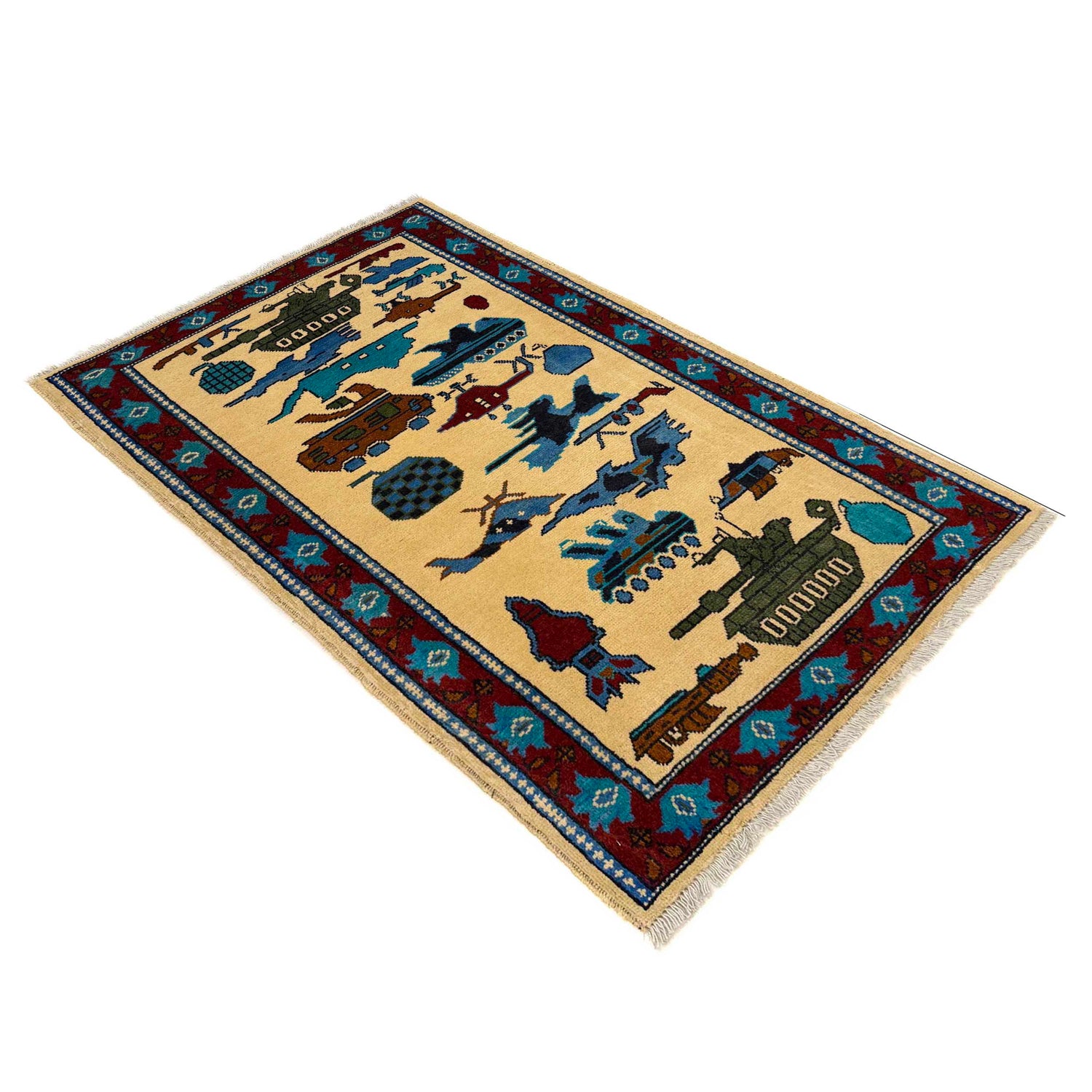 Hand Knotted War Rug 2' 9" x 4' 4" (ft) - No. G36550