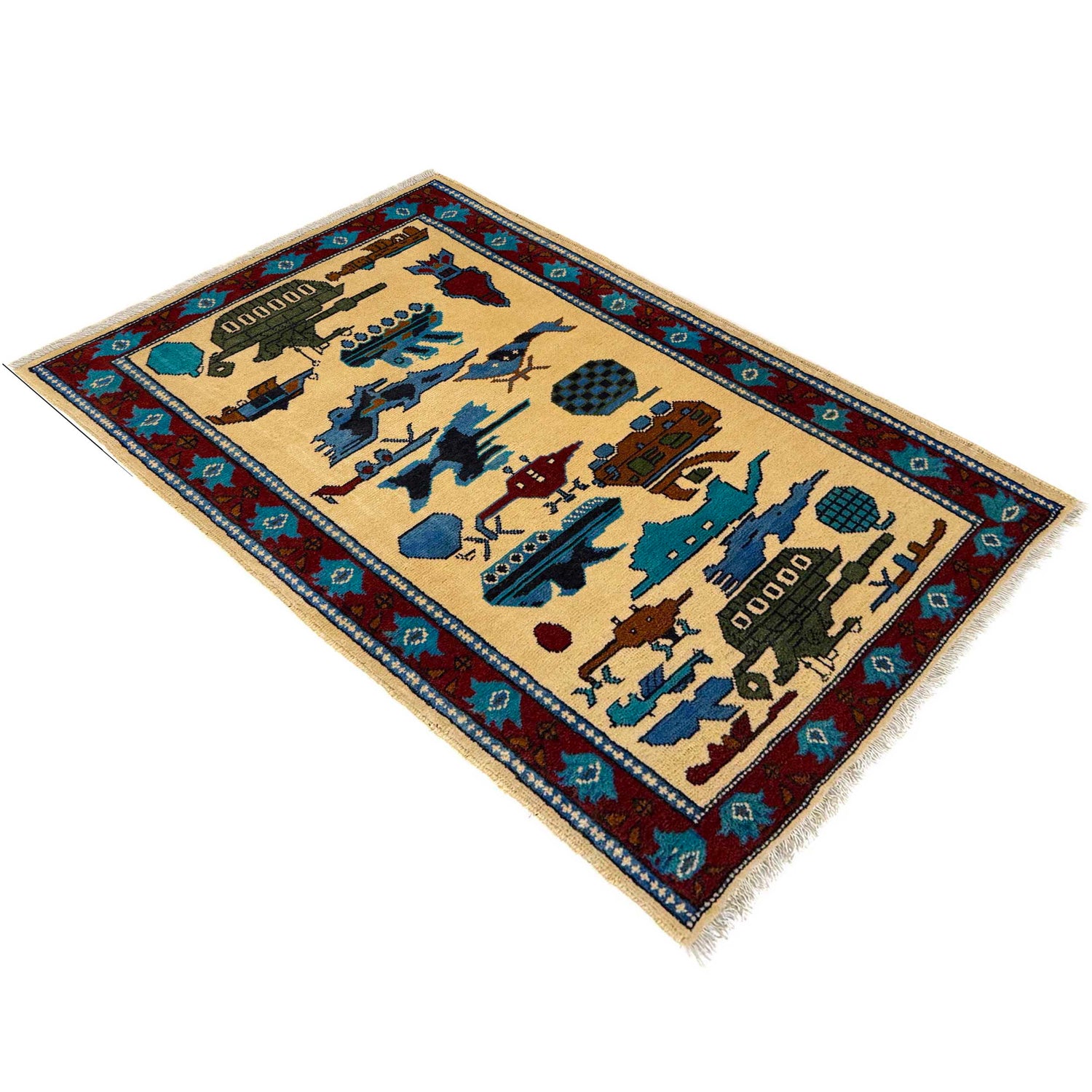 Hand Knotted War Rug 2' 9" x 4' 4" (ft) - No. G36550