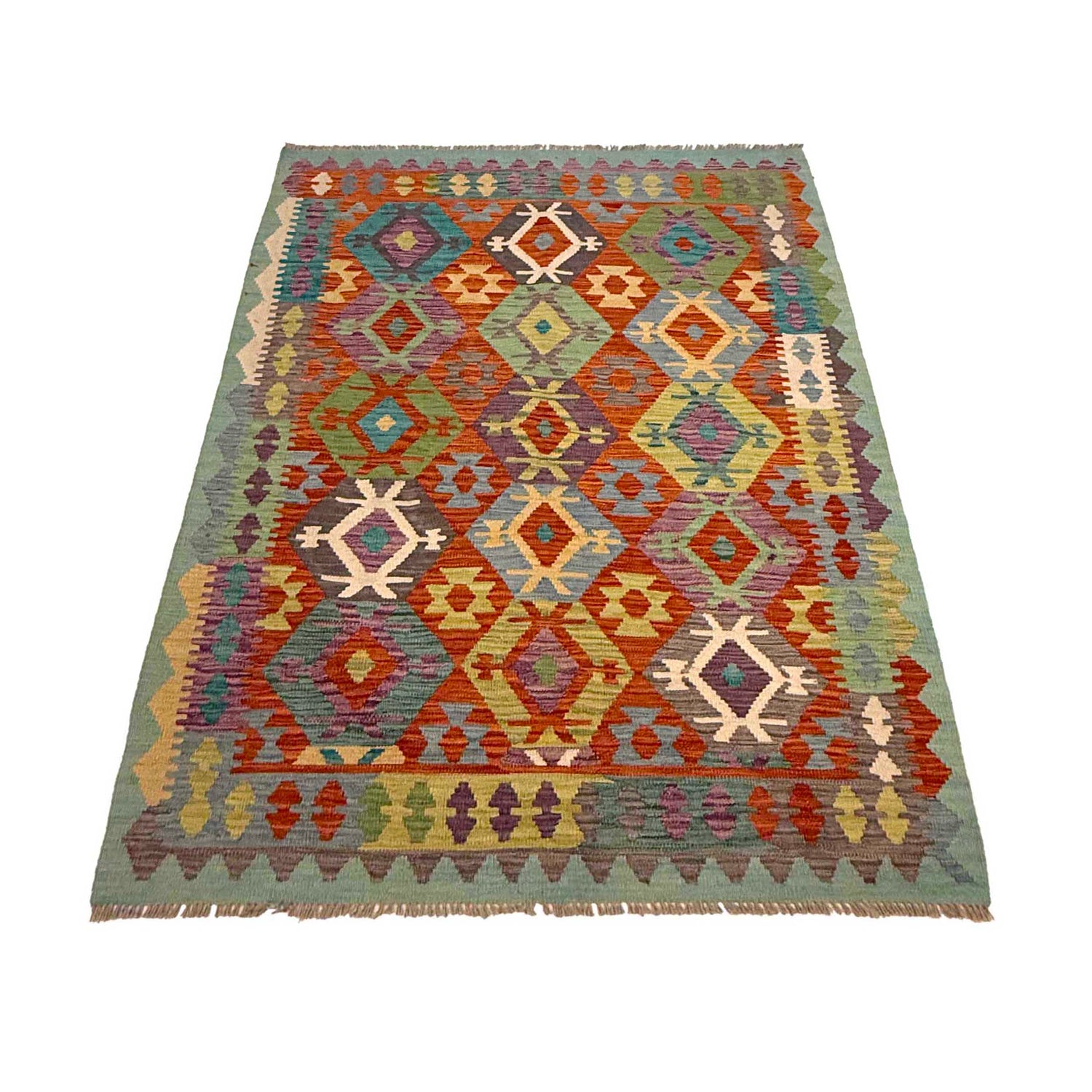Handmade Vegetable Kilim 4' 0" x 5' 7" (ft) - No. G36625