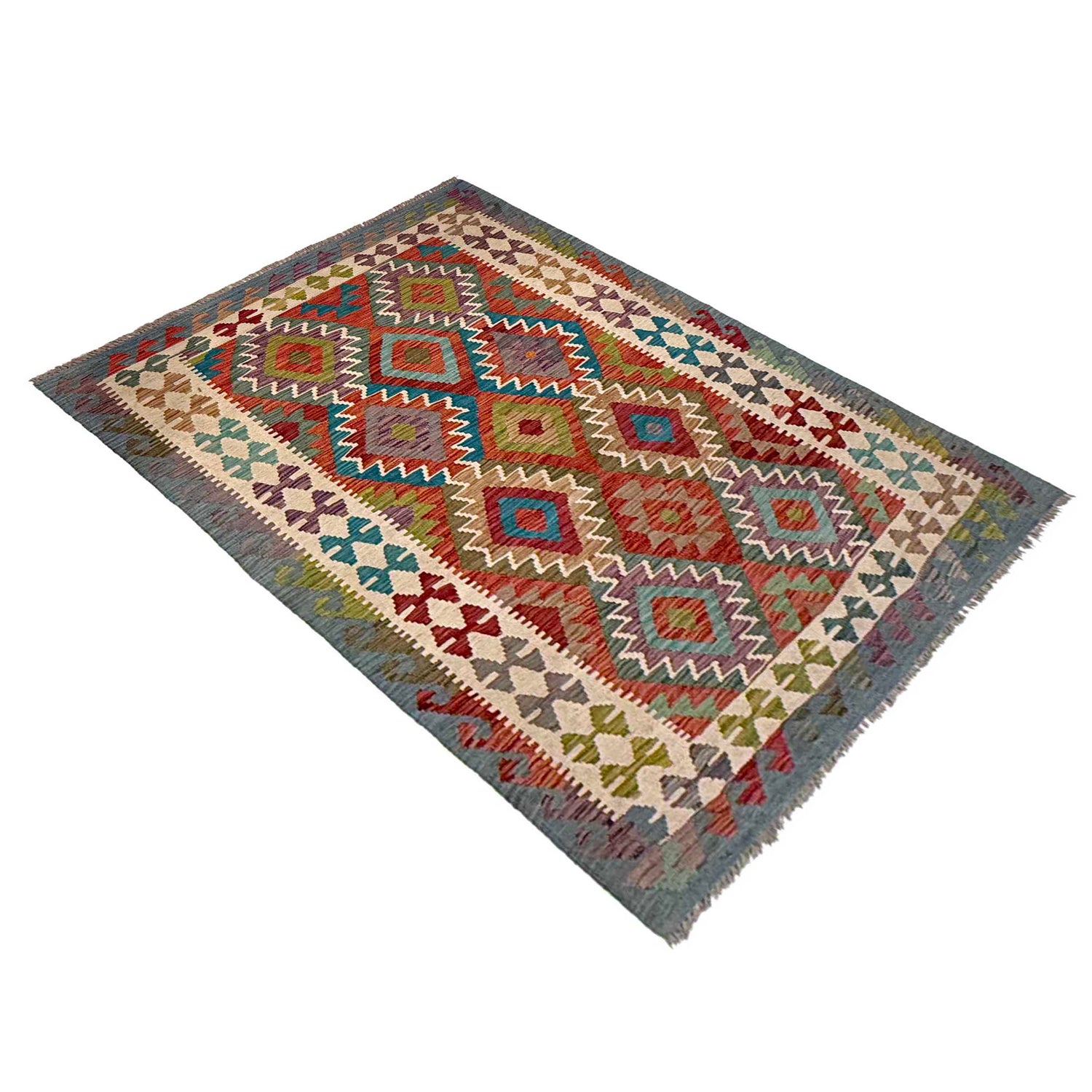 Handmade Vegetable Kelim 3' 10" x 5' 9" (ft) - No. G36628