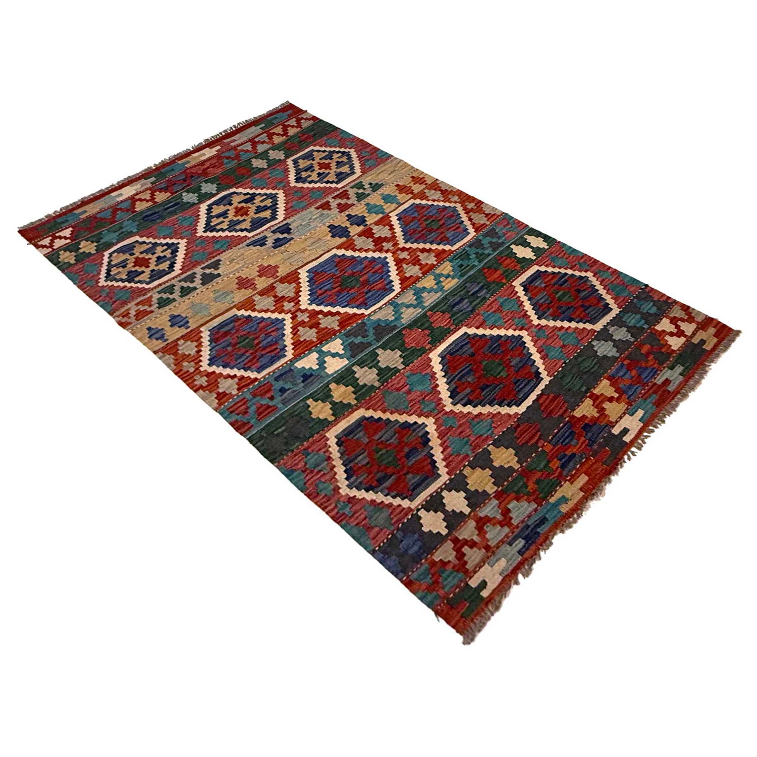 Handmade Vegetable Kilim 3' 3" x 5' 2" (ft) - No. G36632