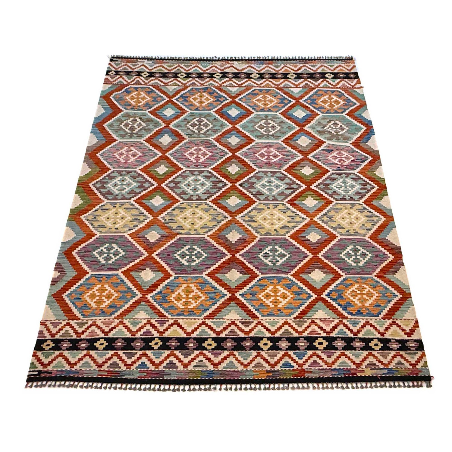 Handmade Vegetable Kilim 6' 10" x 9' 10" (ft) - No. G36639