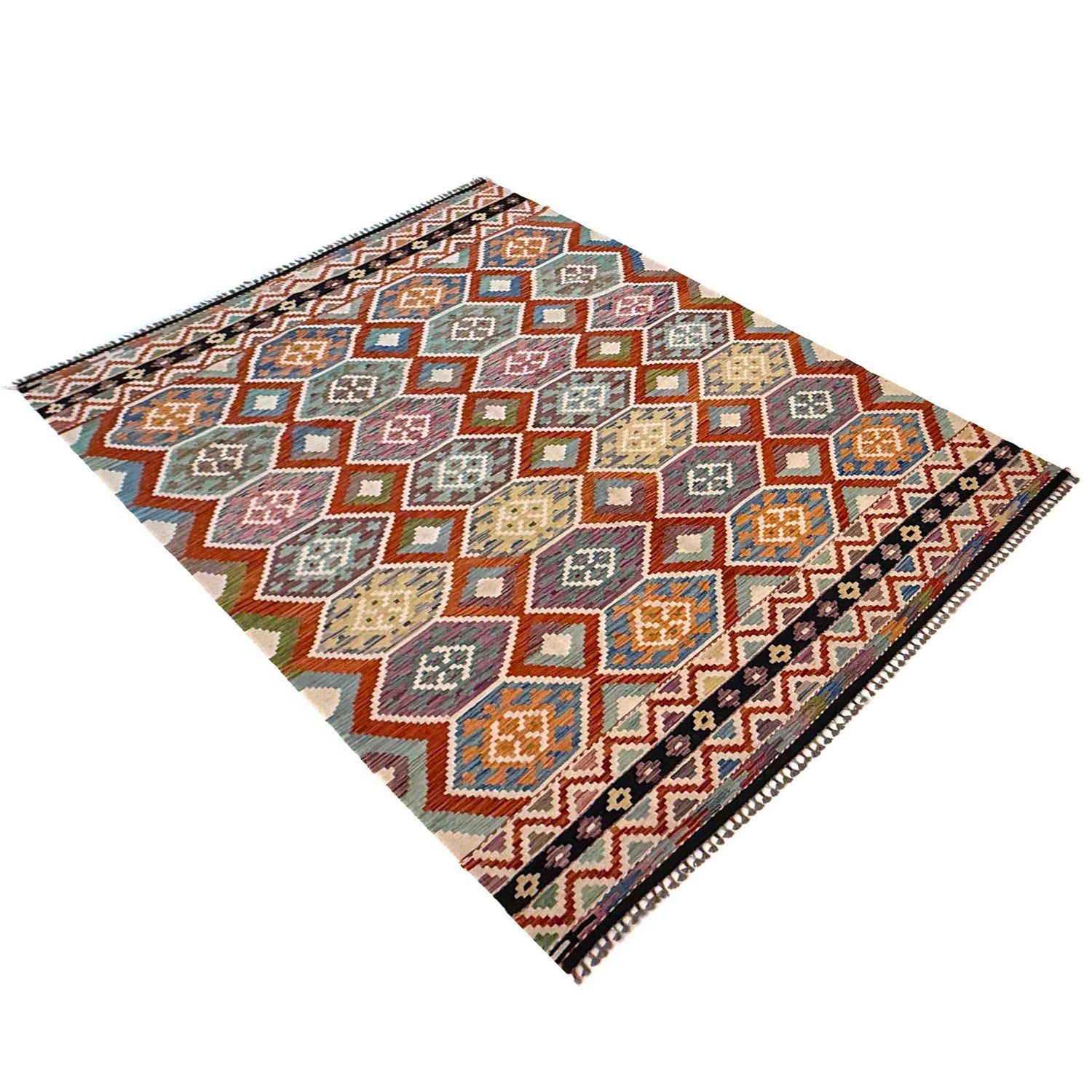 Handmade Vegetable Kilim 6' 10" x 9' 10" (ft) - No. G36639