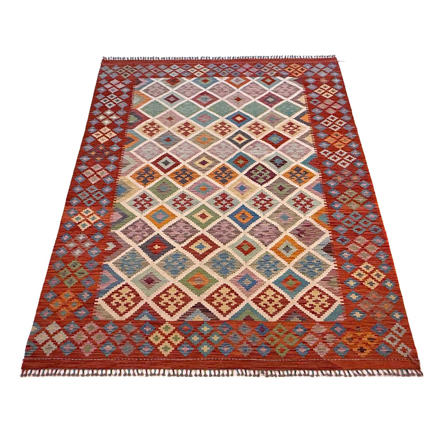 Handmade Vegetable Kilim 6' 10" x 9' 9" (ft) - No. G36649