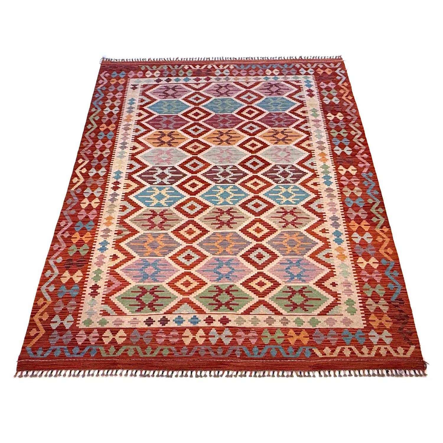 Handmade Vegetable Kilim 6' 8" x 9' 11" (ft) - No. G36651