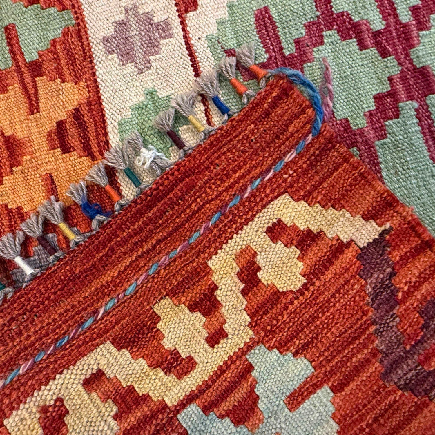 Handmade Vegetable Kilim 6' 8" x 9' 11" (ft) - No. G36651