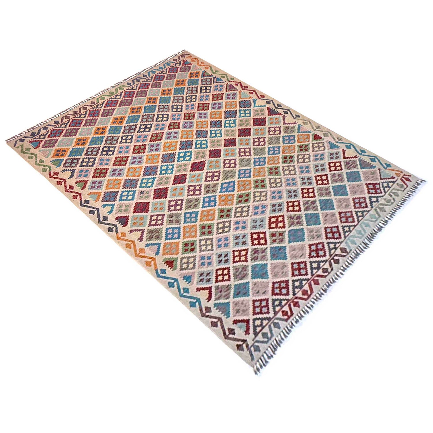 Handmade Vegetable Kelim 6' 11" x 9' 11" (ft) - No. G36652