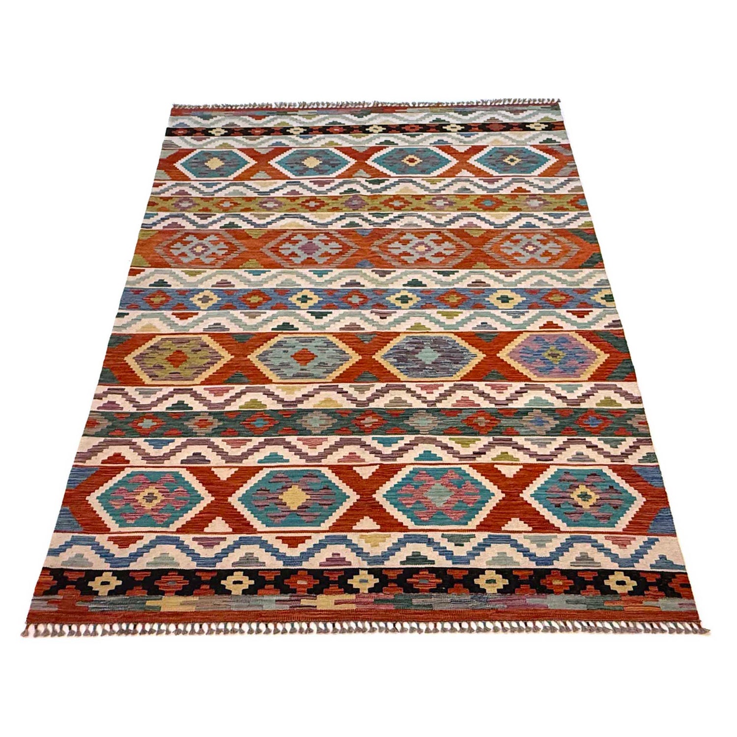 Handmade Vegetable Kelim 6' 9" x 10' 1" (ft) - No. G36654