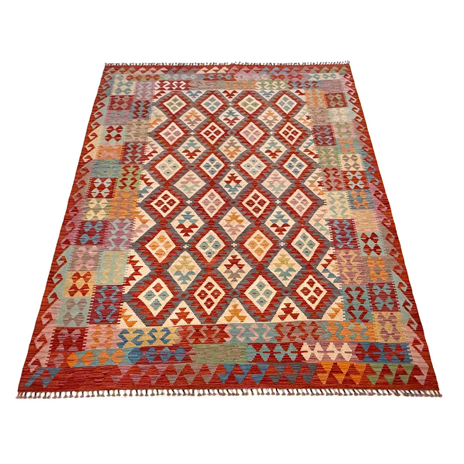 Handmade Vegetable Kilim 6' 7" x 9' 11" (ft) - No. G36655