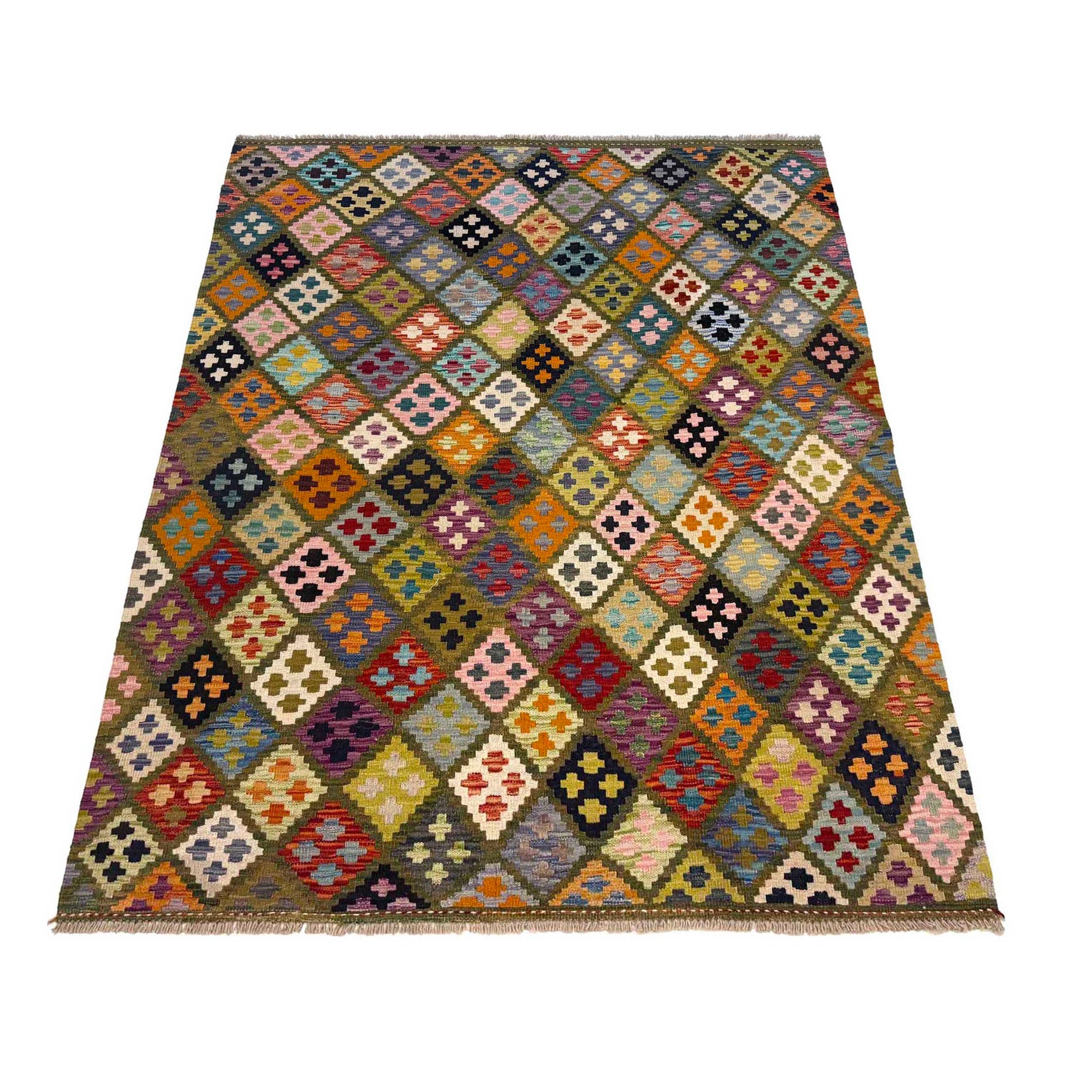 Handmade Vegetable Kilim 5' 1" x 6' 8" (ft) - No. G36674
