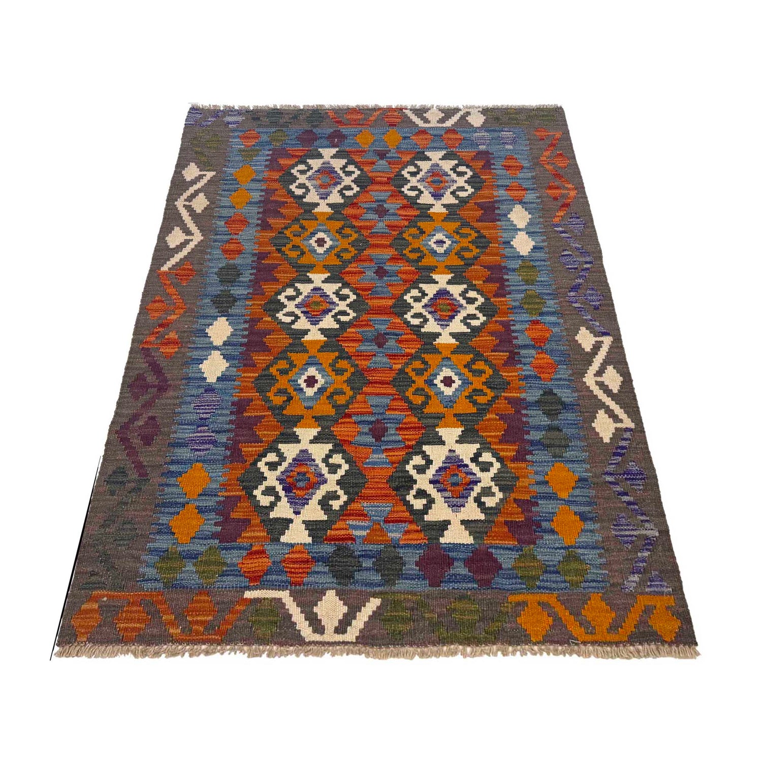 Handmade Vegetable Kelim 3' 3" x 4' 11" (ft) - No. G36675